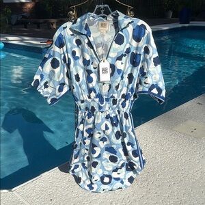 Emily McCarthy Blue and White Floral Dress-Palmer Dress
